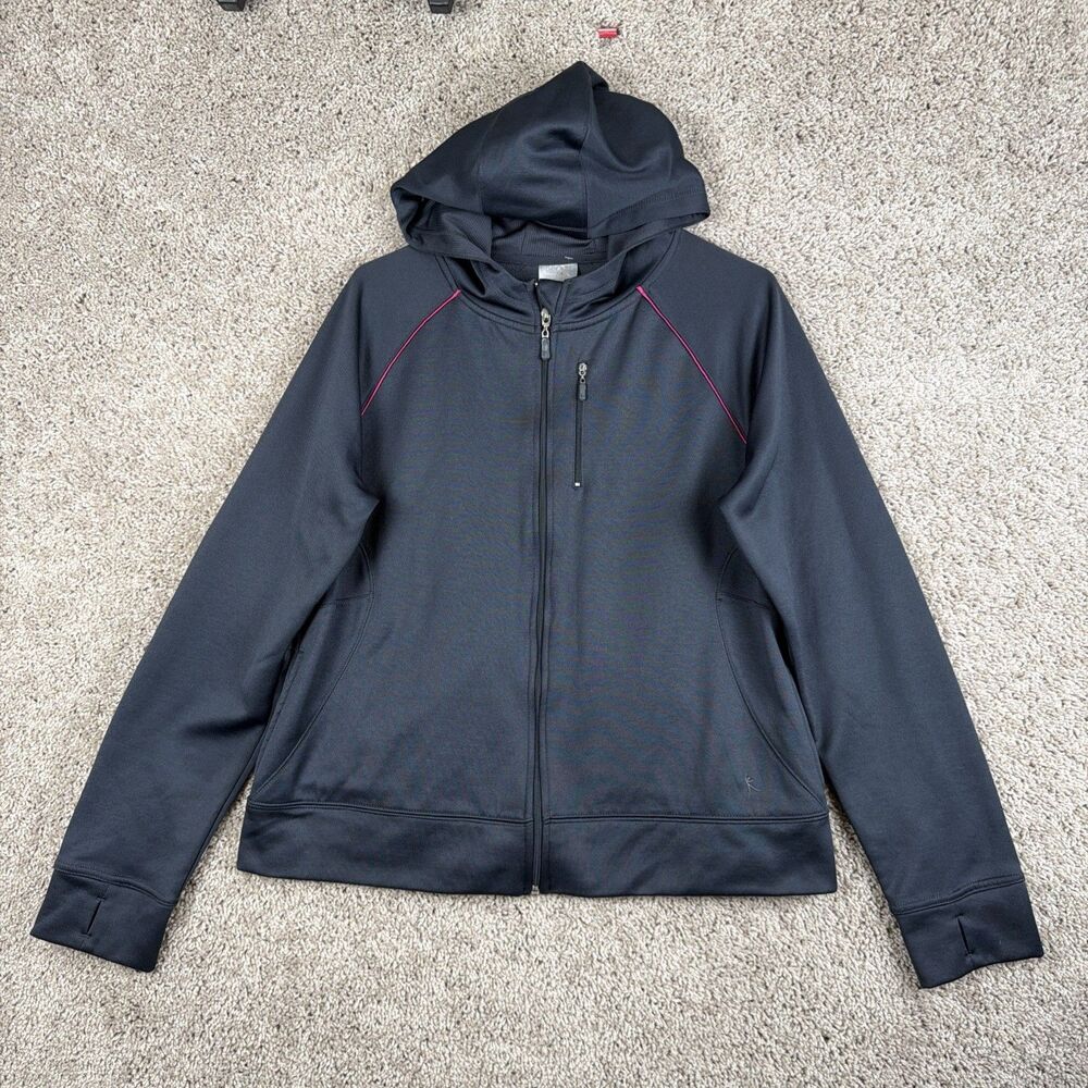 Danskin Womens Gray Runners Hoodie Jacket Full Zip Size XL 16/18